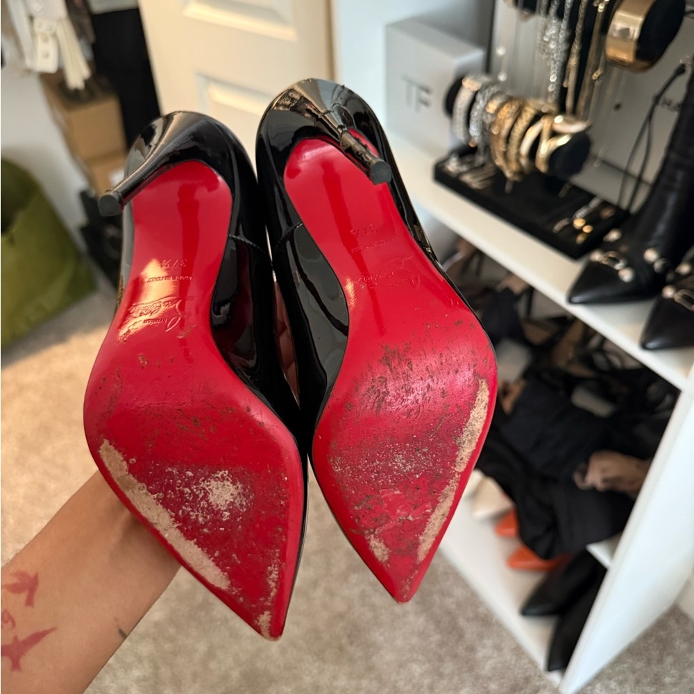 Christian Louboutin “So Kate” Glossy Black and Red Heels - Picture 5 of 6